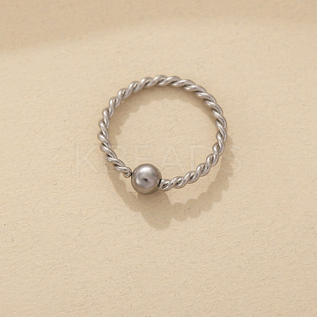 Stainless Steel Twisted Captive Bead Rings for Women Men WG949CF-01-1