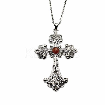 Vintage sparkling Alloy Rhinestone Cross Pendants Necklaces for Women IL0019-15-1