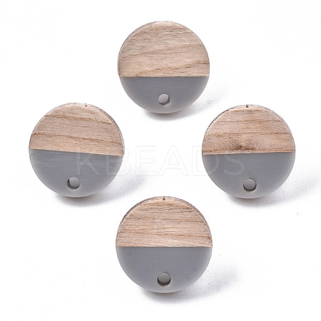 Opaque Resin & Walnut Wood Stud Earring Findings MAK-N032-008A-B04-1