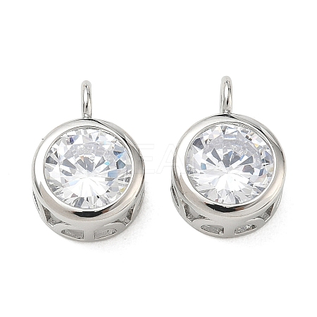 Brass Pave Clear Cubic Zirconia Pendants CU-CBA42CA-04C-P-1