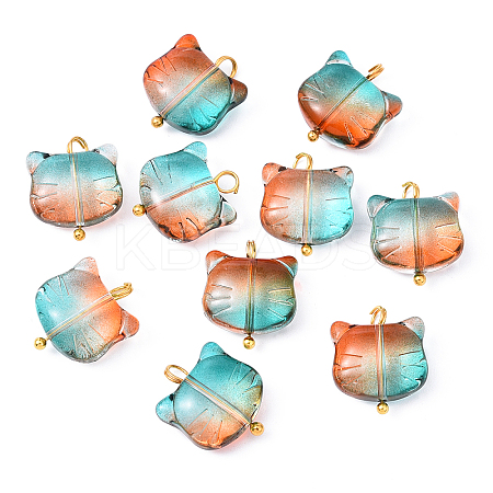 10Pcs Glass Pendants PALLOY-YW00061-03-1