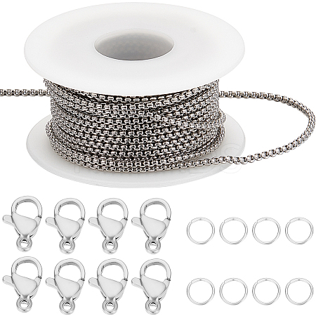 DIY 304 Stainless Steel Box Chains Necklaces Making Kits DIY-BBC0002-05-1
