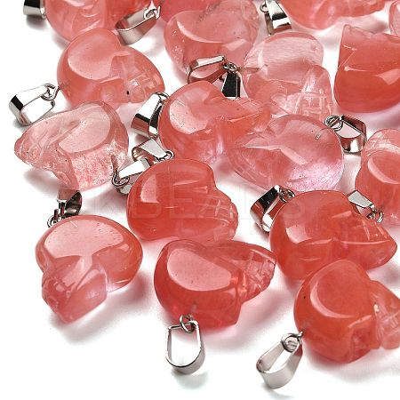 Cherry Quartz Glass Pendants G-Z067-02P-07-1
