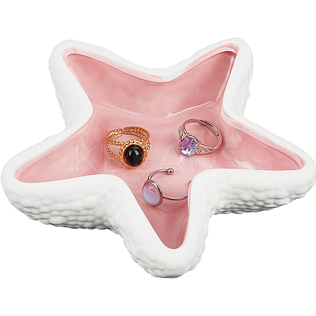 1Pc Starfish Shape Ceramic Jewelry Plate AJEW-SC0002-96A-1