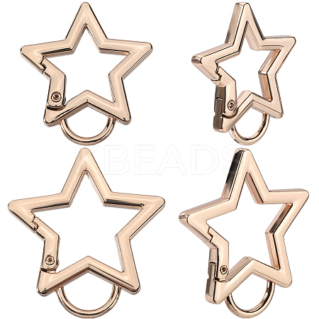 4Pcs 2 Styles Zinc Alloy Spring Gate Rings FIND-GF0007-56KCG-1