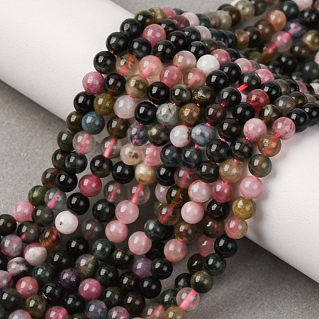 Natural Multicolor Tourmaline Beads Strands G-K402-A01-4mm-1