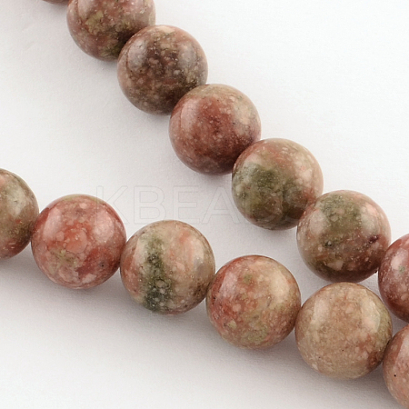 Natural Unakite Gemstone Round Bead Strands G-R289-8mm-1