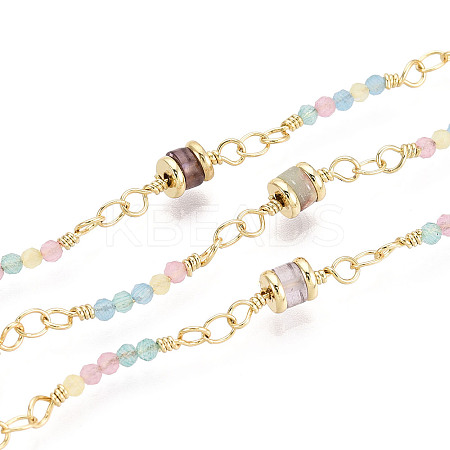 Handmade Brass Glass Column Link Chains CHC-T017-05-1