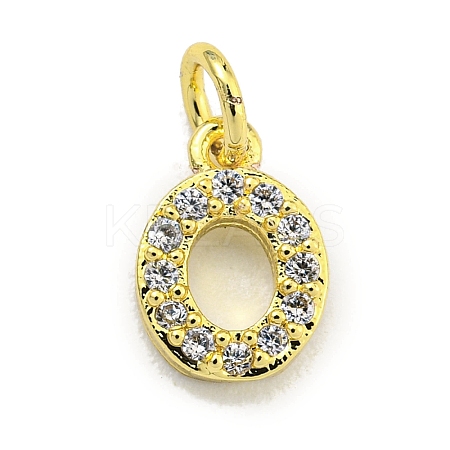 Letter Brass Micro Pave Clear Cubic Zirconia Pendants KK-K354-06G-O-1