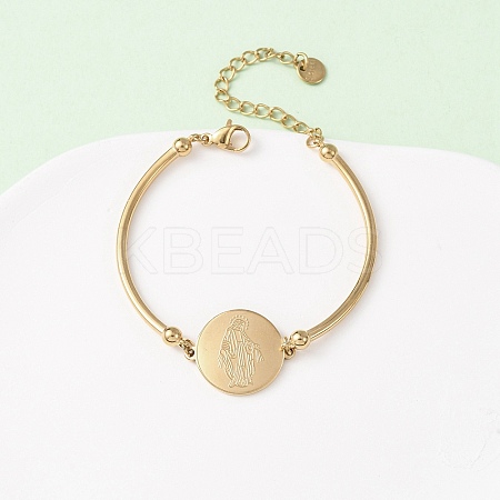 Religion 304 Stainless Steel Link Bracelets for Women LS-BJEW-F524-02C-G-1