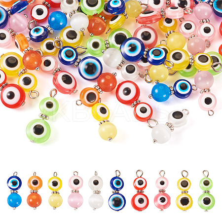 40Pcs 10 Styles Resin Evil Eye & Cat Eye Pendants FIND-TA0004-25-1