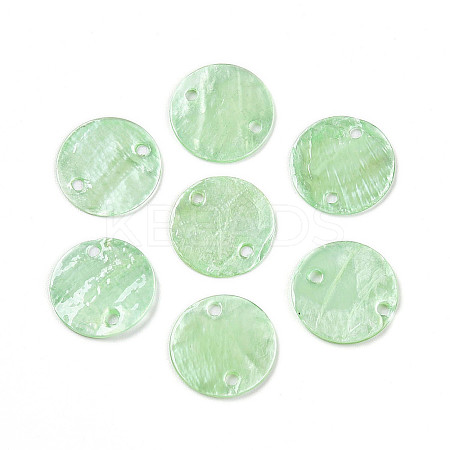 Dyed Natural Capiz Shell Disc Links Connector Charms SSHEL-WH0006-01A-6-1