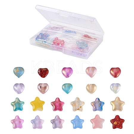 220Pcs 22 Style Transparent Spray Painted Glass Beads GLAA-CW0001-02-1