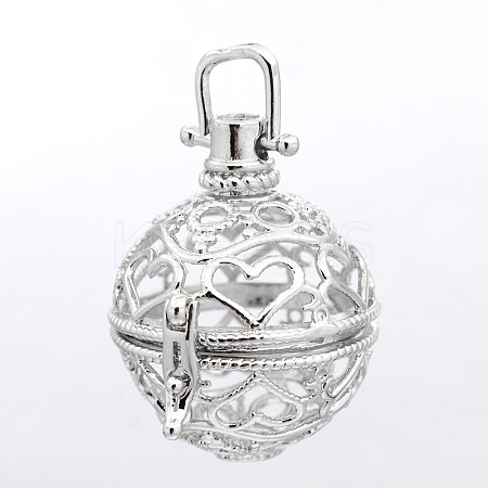 Round with Heart Brass Hollow Cage Pendants LS-KK-P026-08P-NR-1