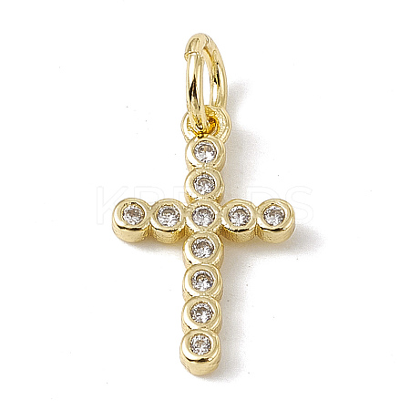 Brass Micro Pave Cubic Zirconia Charms LS-ZIRC-F132-01G-1