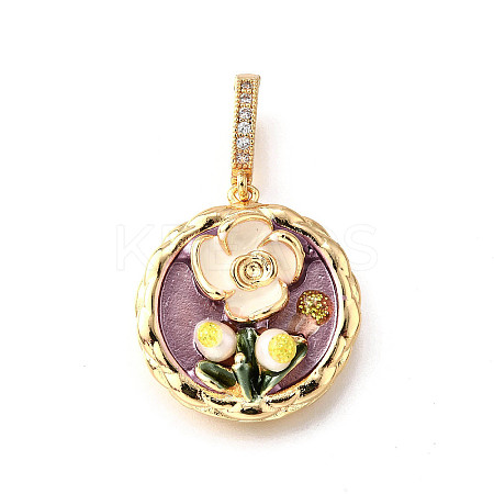 Brass Micro Pave Cubic Zirconia & Enamel Pendants KK-R222-09G-04-1