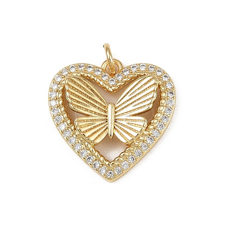 Brass Micro Pave Clear Cubic Zirconia Pendants KK-S528-15G-1