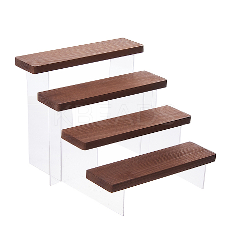 4-Tier Wood Acrylic Organizer Display Riser Rack ODIS-WH0070-13A-1