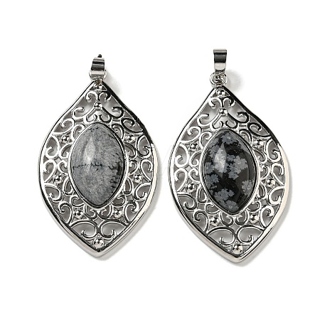 Natural Snowflake Obsidian Pendants G-Q158-02A-1