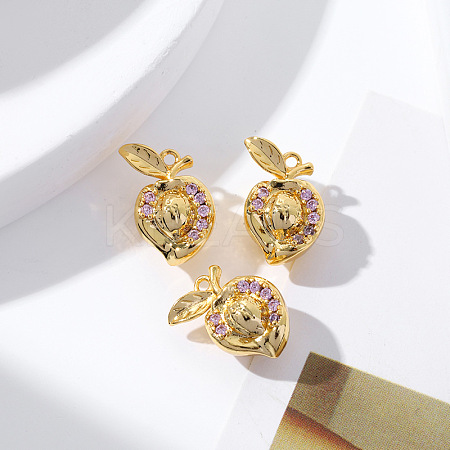 Brass Micro Pave Cubic Zirconia Pendants KK-K369-01G-05-1