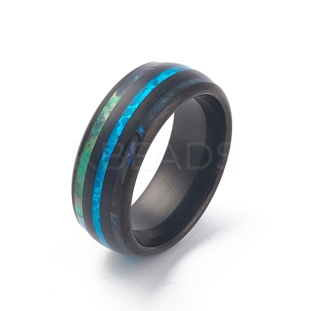 Ion Plating(IP) 304 Stainless Steel Paua Shell Cuff Ring for Women LS-RJEW-M014-01B-C-1