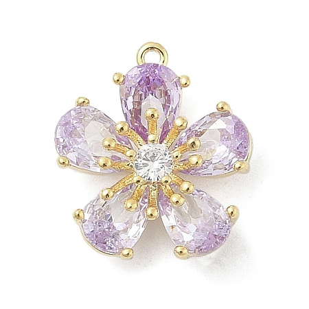 Brass Micro Pave Cubic Zirconia Pendants KK-S514-02D-G-1
