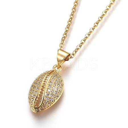Brass Micro Pave Cubic Zirconia Pendant Necklaces NJEW-O108-04G-1