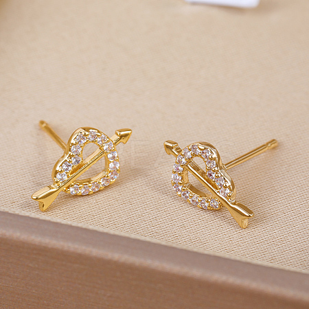 Elegant Cupid Heart Brass Stud Earrings AJ1399-1