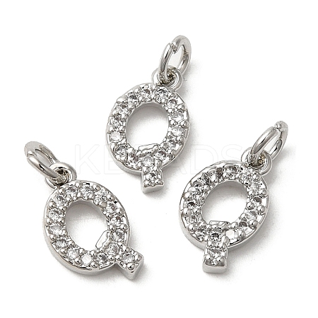 Brass Micro Pave Grade AAA Cubic Zirconia Charms ZIRC-P067-11P-Q-NR-1