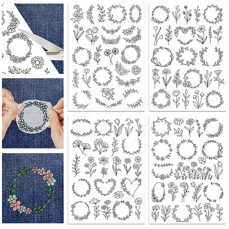 4 Sheets 11.6x8.2 Inch Stick and Stitch Embroidery Patterns DIY-WH0455-001-1