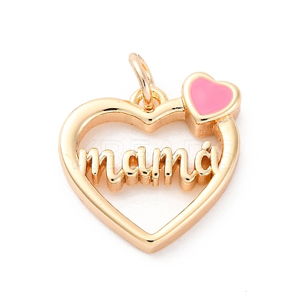 Mother's Day Brass Enamel Pendants KK-D360-21G-02-1