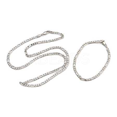 Brass Figaro Chain Bracelets & Necklaces for Women NJEW-U011-11P-1