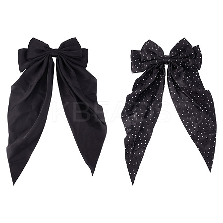 2Pcs 2 Style Polyester/Cloth Bowkont Hair Barrettes for Women Girls DIY-TA0011-57-1