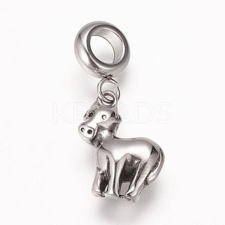 304 Stainless Steel European Dangle Charms OPDL-G006-53AS-C-1