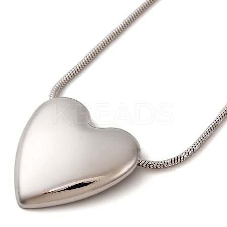 Non-Tarnish 304 Stainless Steel Heart Pendant Round Snake Chain Necklaces for Women X-NJEW-G142-04P-1