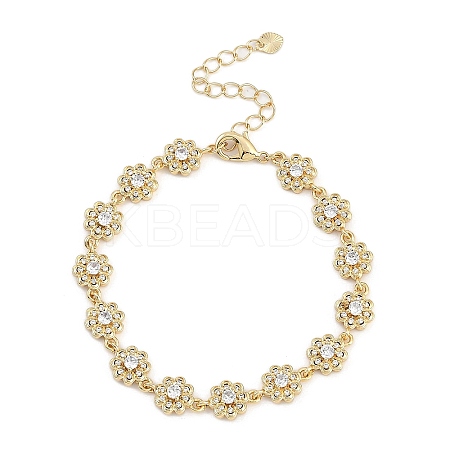 Brass Micro Pave Cubic Zirconia Link Bracelets for Women BJEW-U013-01G-07-1