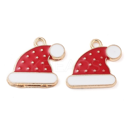 Christmas Theme Barrel Plating Alloy Enamel Pendants PALLOY-S192-01KCG-03-1