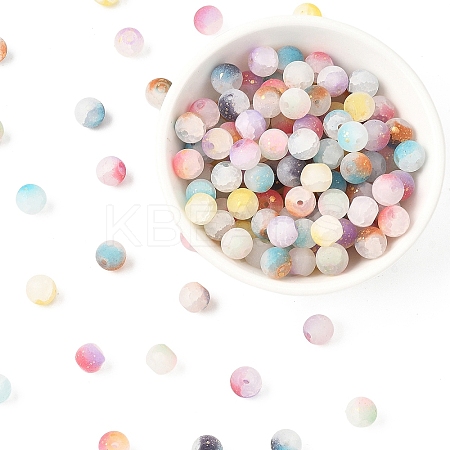 200G Frosted Baking Paint Crackle Glass Beads with Glitter Powder DGLA-YW0001-56A-1