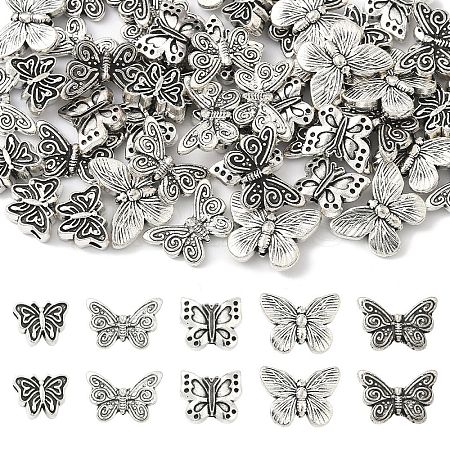 50Pcs 5 Styles Tibetan Style Alloy Beads FIND-YW0010-48-1