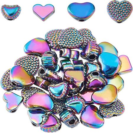 40Pcs 4 Style Rack Plating Rainbow Color Alloy Beads FIND-FH0004-34-1
