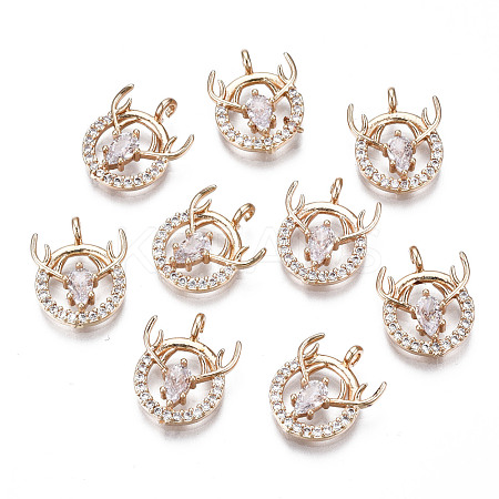 Brass Micro Pave Clear Cubic Zirconia Charms KK-S359-094-RS-1