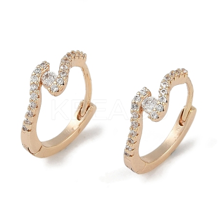 Clear Cubic Zirconia Hoop Earrings EJEW-L292-013G-1