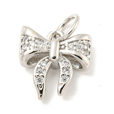 Rack Plating Brass Micro Pave Clear Cubic Zirconia Pendants KK-B093-01H-P-1