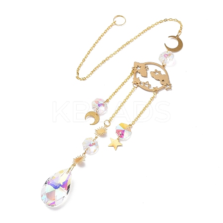 Faceted Glass Sun Catcher Pendant Decorations LS-AJEW-A037-11G-1