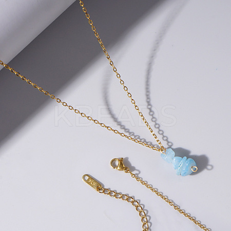Natural Quartz Nuggets Pendant Necklaces with Brass Chains for Bestie YM3563-2-1