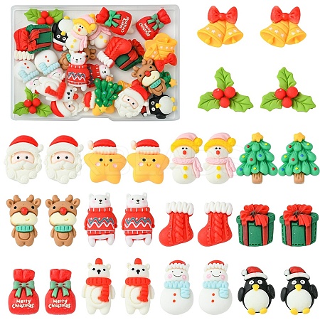 28Pcs 14 Styles DIY Christmas Theme Opaque Christmas Resin Cabochons FIND-YW0005-74-1