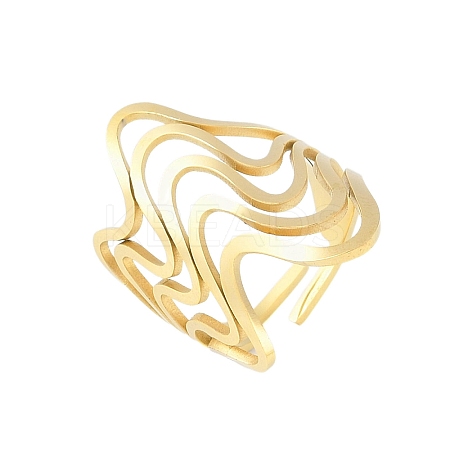 304 Stainless Steel Wave Multi-layer Adjustable Rings for Women RJEW-Z045-01G-02-1