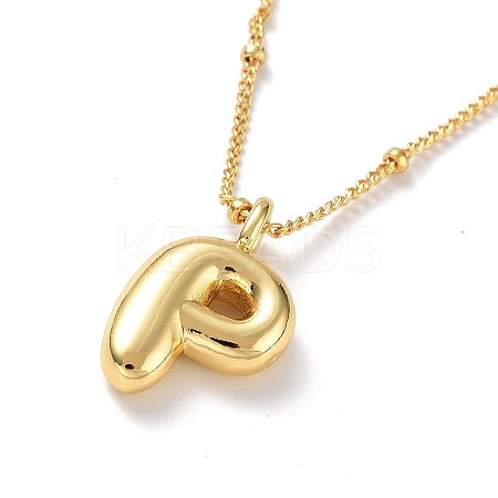 Initial Letter Brass Pendant Necklace NJEW-A015-21G-P-1