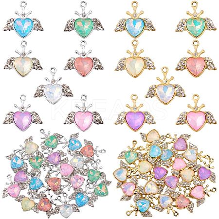 40Pcs 2 Colors UV Plating Alloy Mixed Color Glass Rhinestone Pendants FIND-PH0021-94-1