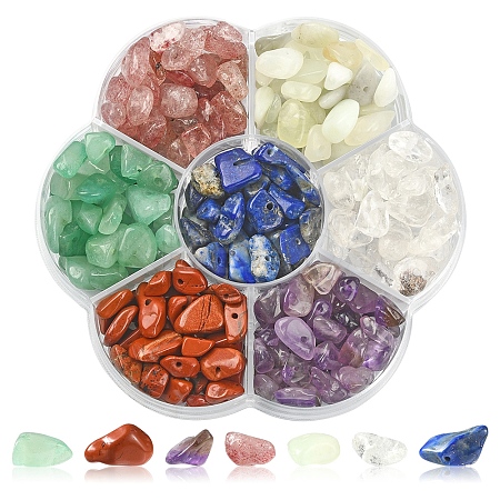 70G 7 Styles Natural Mixed Gemstone Chip Beads G-FS0002-45-1